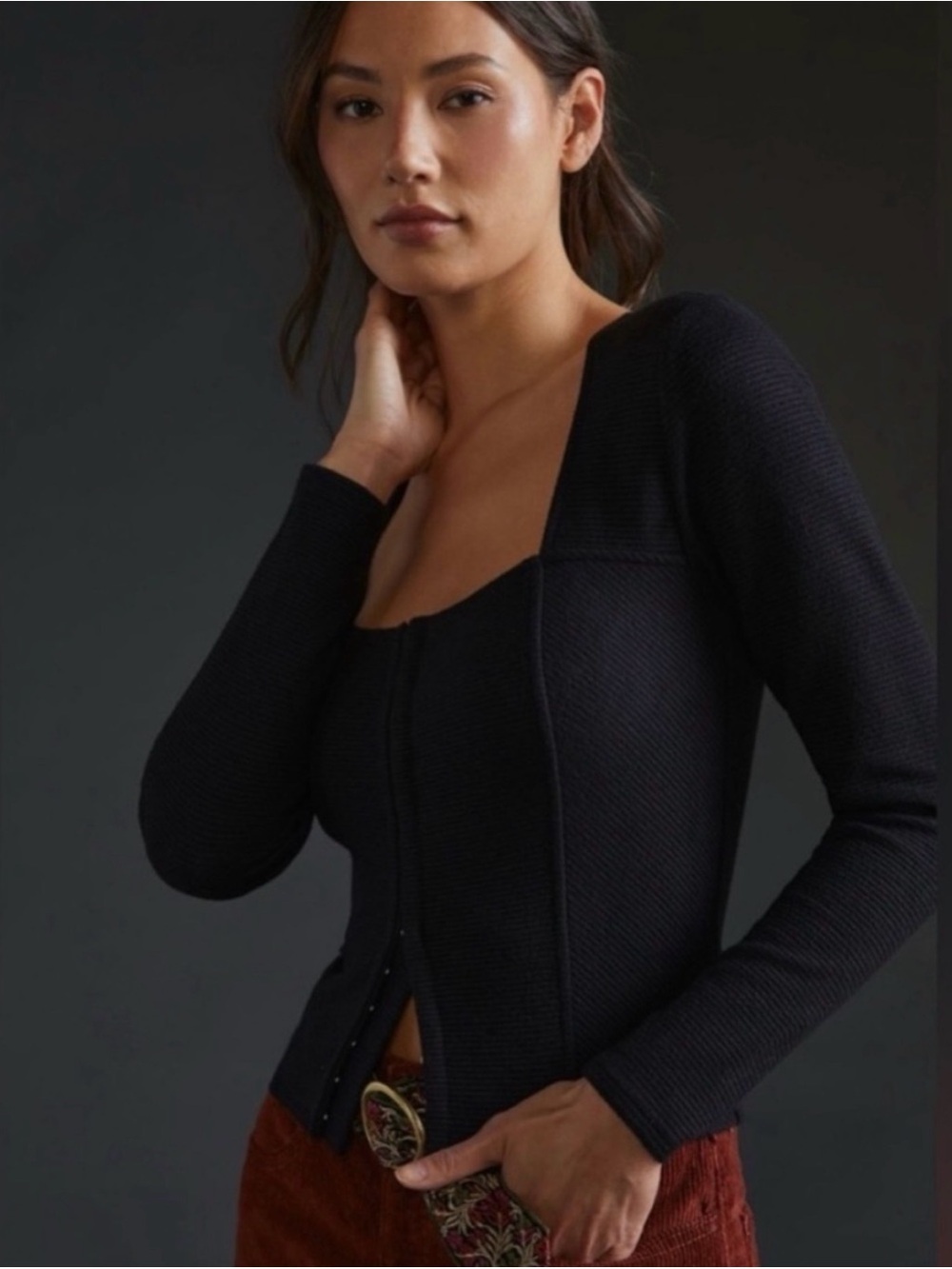 Anthropologie Steve Madden BB Dakota Black Knit Top